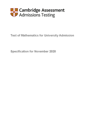 405848 Test of Mathematics for University Admission: Logic & Proof ...