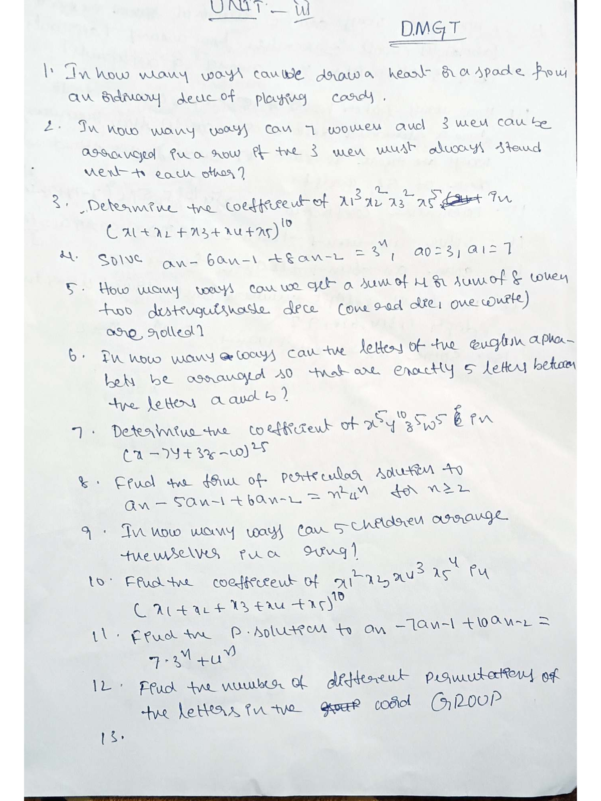 DMGT 1: Important Questions for Units 3, 4, and 5 Assignment 2 - Studocu