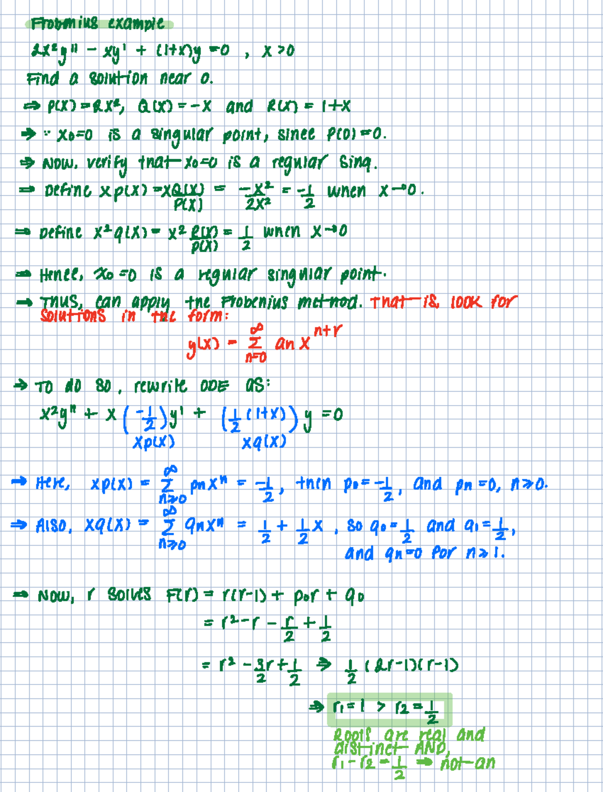 MATH 263 Lecture 16: Frobenius Method and Regular Singular Points - Studocu