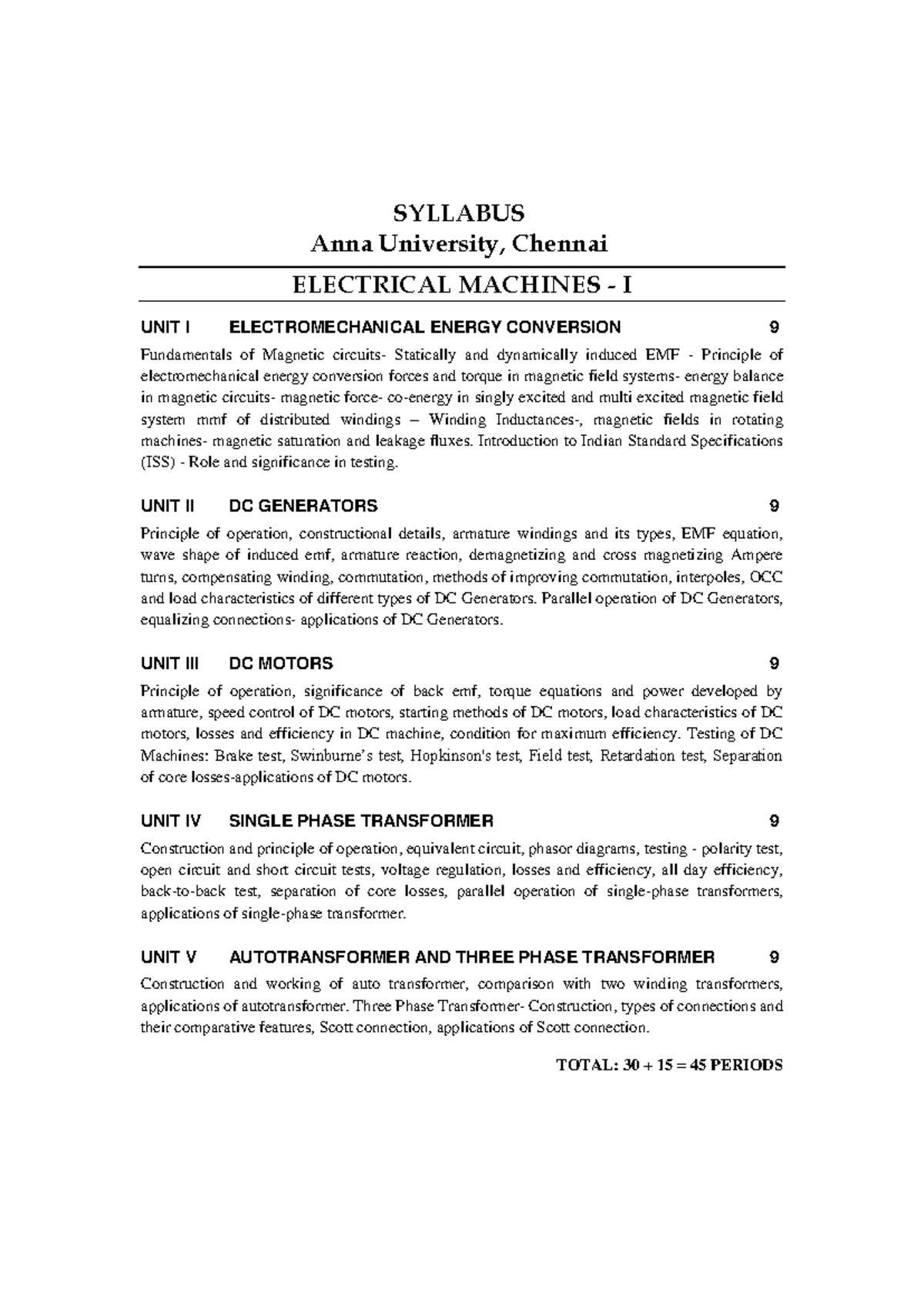 Electrical Machines I - Complete Syllabus Overview - Studocu
