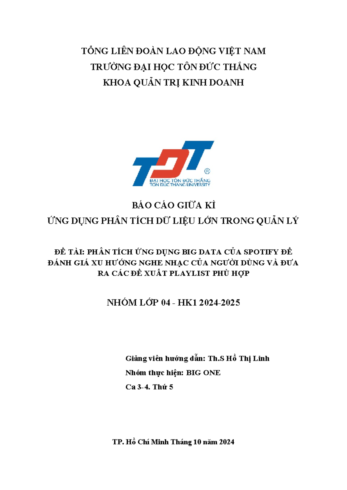 N04 BCGK NHÓM BIG ONE PHÂN TÍCH CASE Study VỀ BIG DATA CỦA Spotify - Document Preview