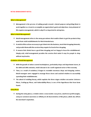 Retail Management Notes 1 - RETAIL MANAGEMENT NOTES; What is retail ...