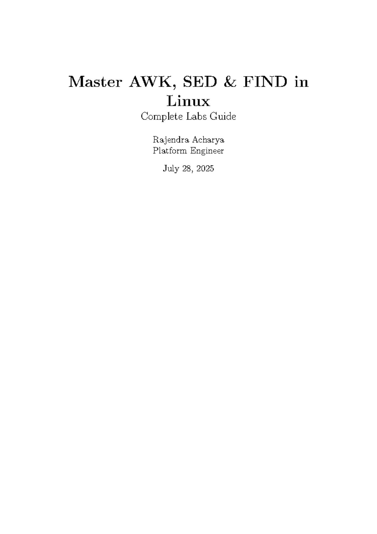 Advanced Linux Command Guide: Mastering AWK, SED, and FIND - Studocu