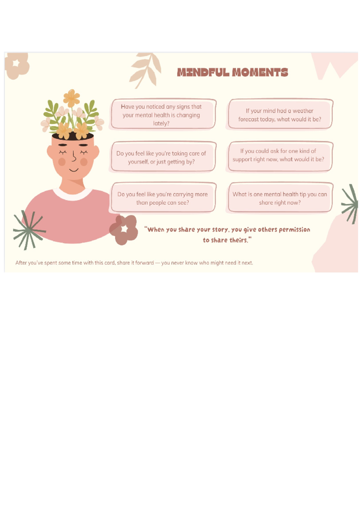Mindful Moments: Mental Health Reflection Card - Studocu