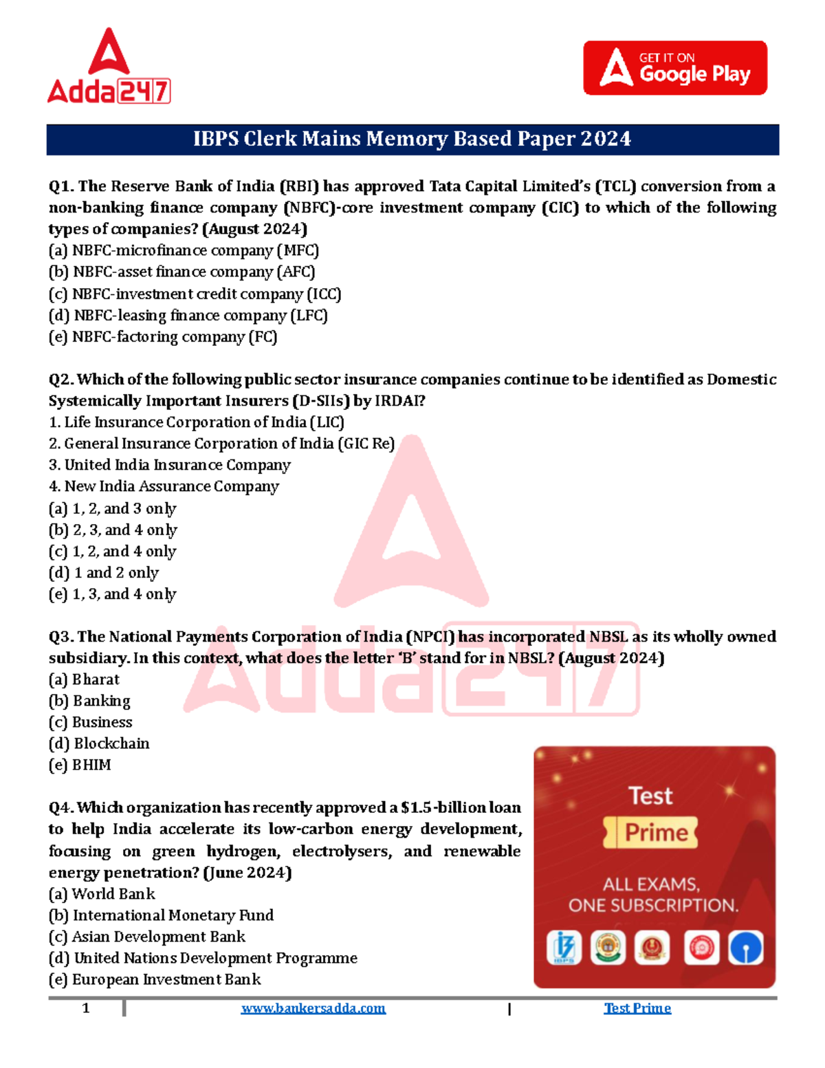 IBPS Clerk Mains Memory Based Paper 2024: Key Questions and Insights ...
