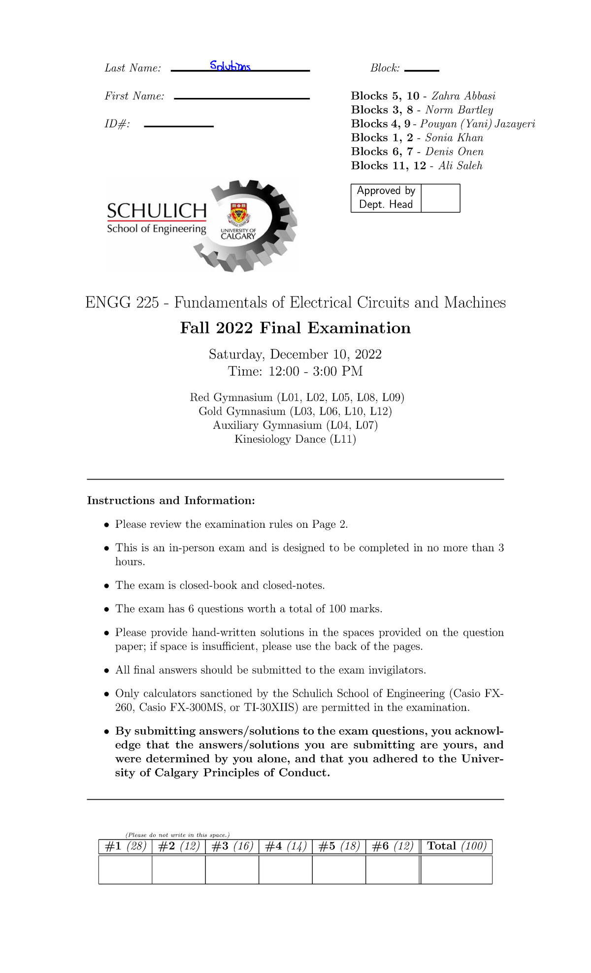 ENGG 225-Final Exam Solutions for Electrical Circuits - Fall 2022 - Studocu