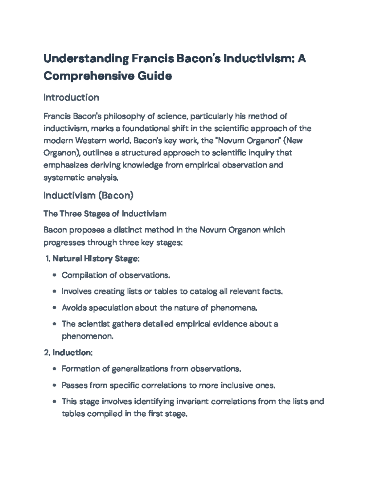 Understanding Bacon's Inductivism: A Detailed Study Guide - Studocu