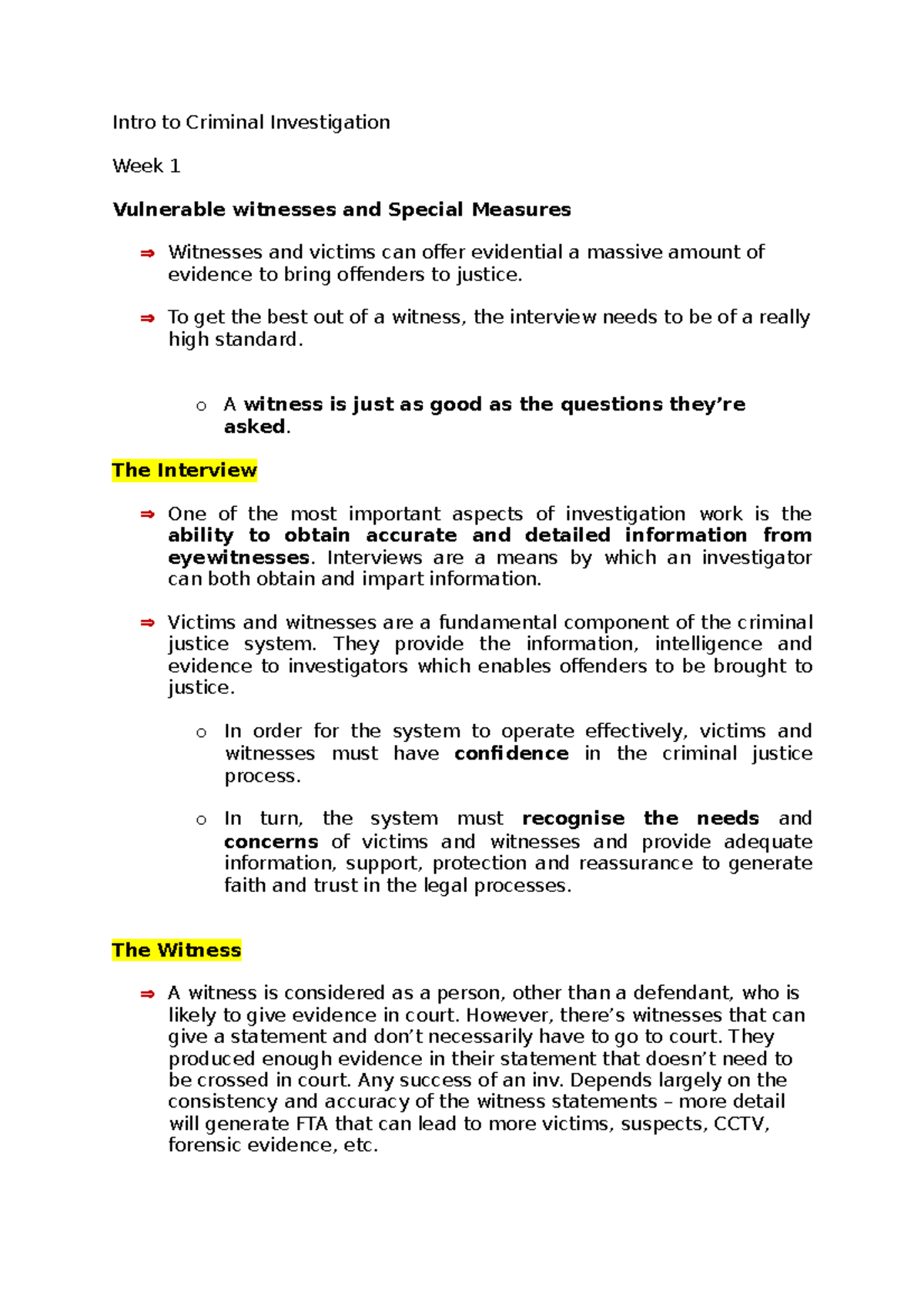 Semester 2 Week 1: Overview of Vulnerable Witnesses & Special Measures ...