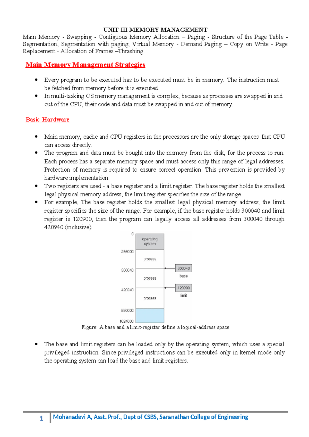 UNIT 3 - Memory Management Strategies and Techniques OS - Studocu