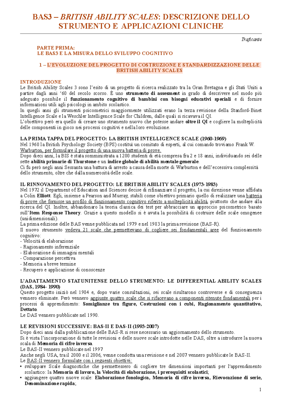 BAS3 - Descrizione e Applicazioni Cliniche delle British Ability Scales ...