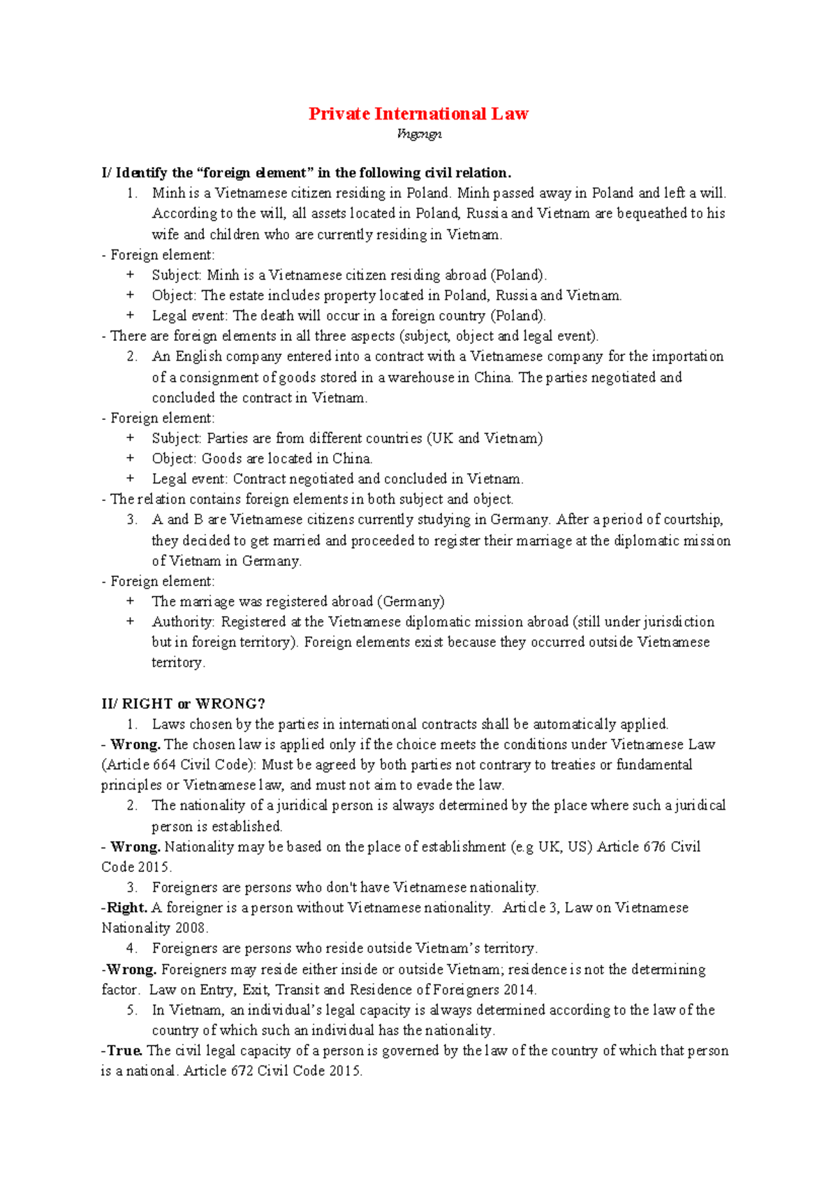 PIL 201: Final Test Review on Private International Law Concepts - Studocu
