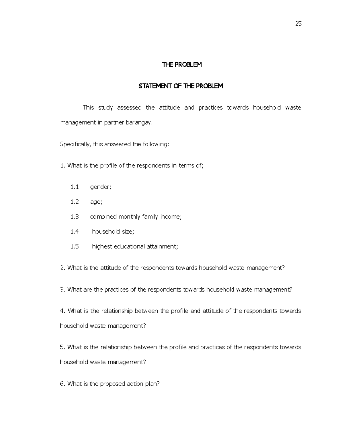 research program chapter 2 - THE PROBLEM STATEMENT OF THE PROBLEM This ...