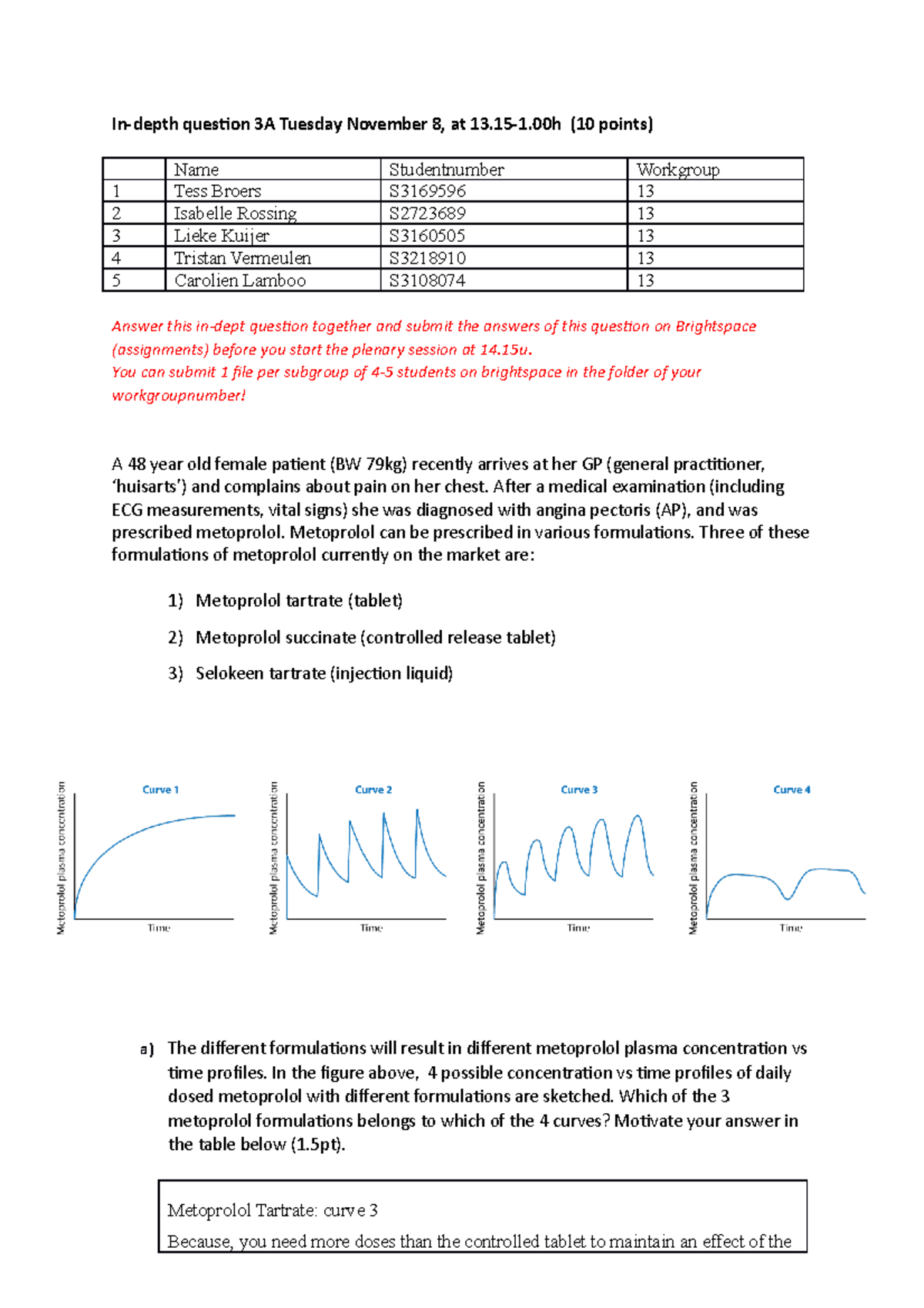 In-depth Question 3A: Metoprolol Formulations Pharmacokinetics Analysis ...