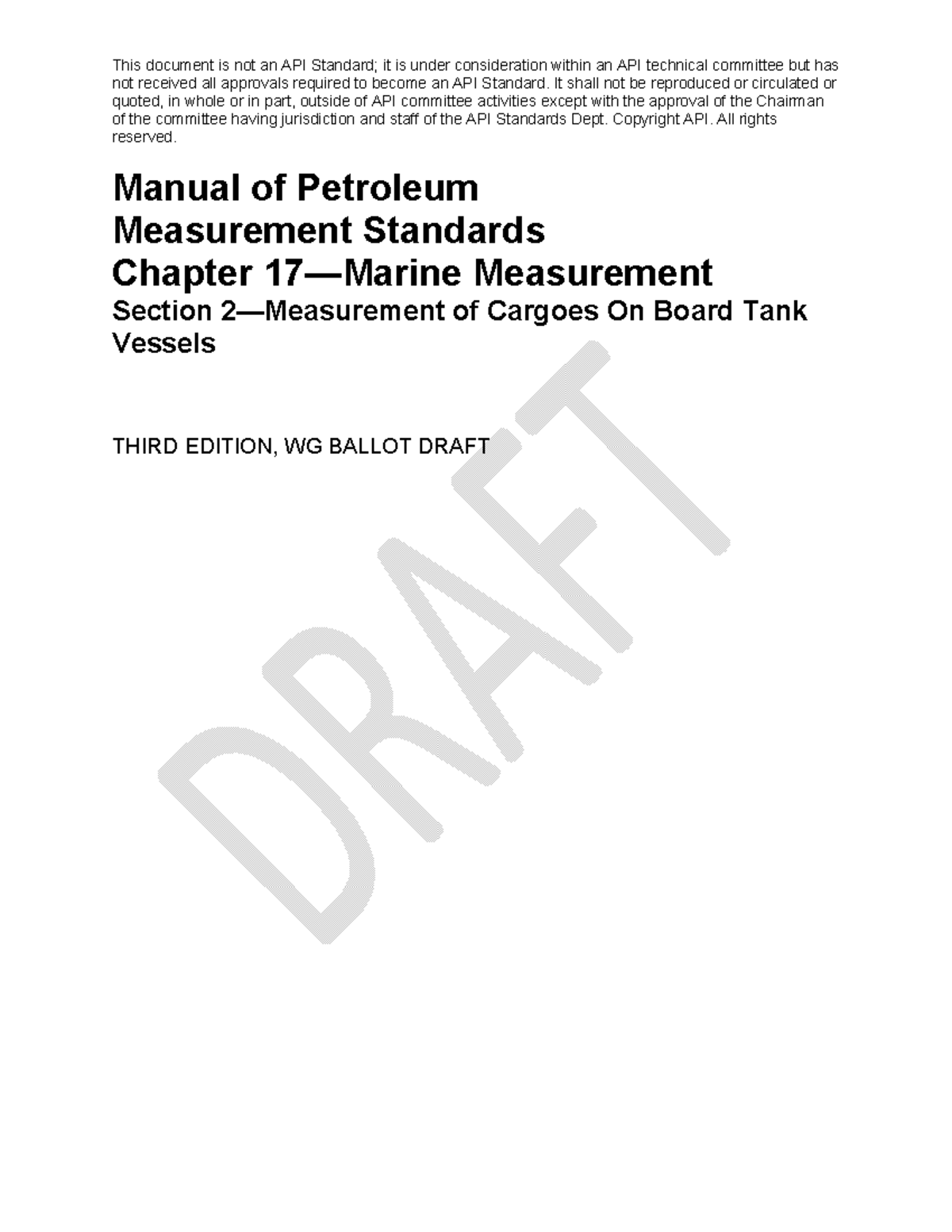 API MPMS Chapter 17.2: Measurement Standards for Cargoes on Tank ...
