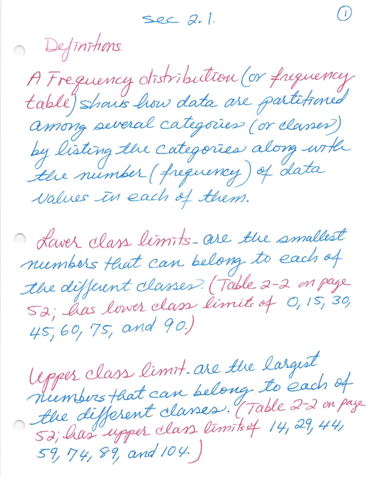 Chapter 2 Sec. 2.1 Frequency Distribution Notes and Examples - Studocu