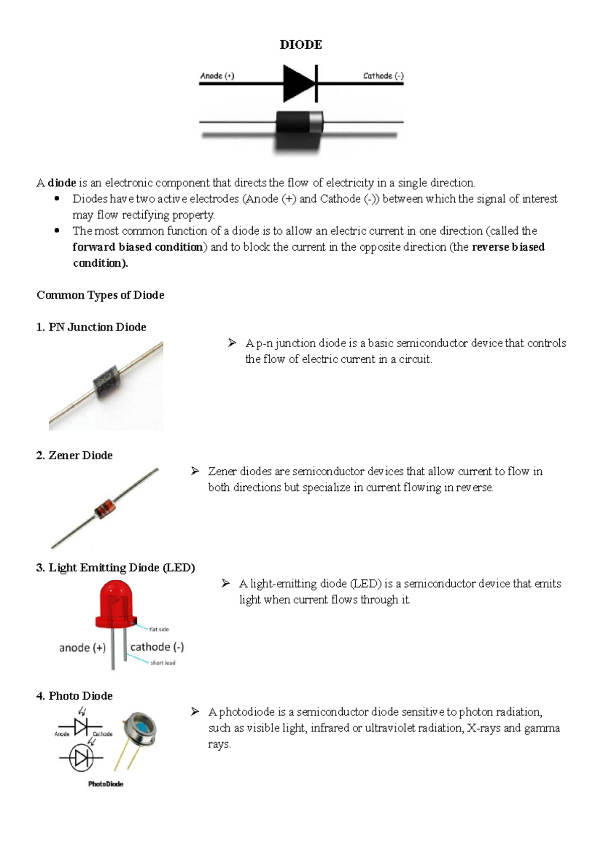 DIODE: Types, Functions, and Characteristics Explained - Studocu