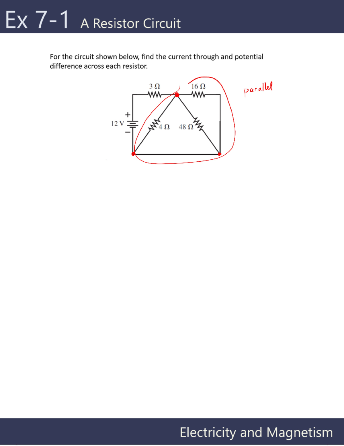 Example 7 - 1 - A Resistor Circuit - Solutions - PHY1020U - Ex A ...