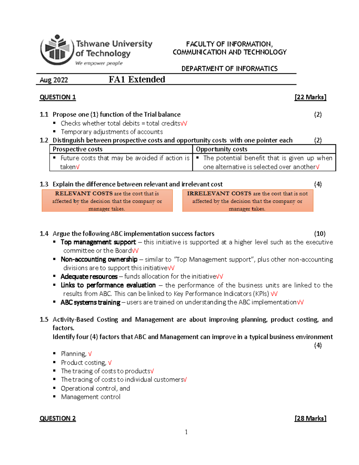 BCMF15D FA1 - 2022 Extended Notes on ABC & Cost Management Techniques ...