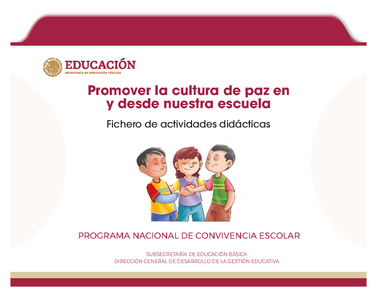 Fichas Didácticas para Promover la Cultura de Paz en la Escuela - Studocu