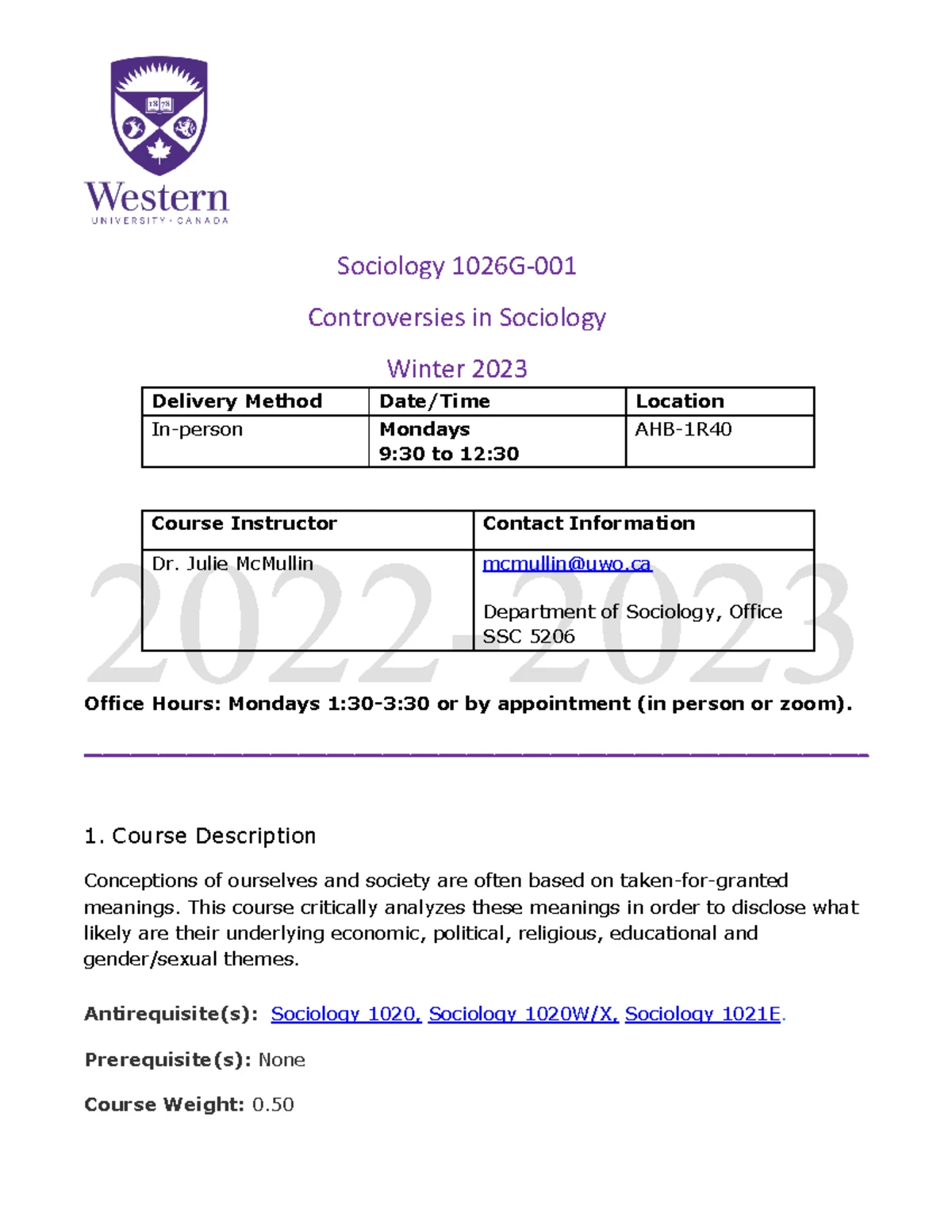 Sociology 1026G-001 Lecture Notes on Key Controversies and Theories ...