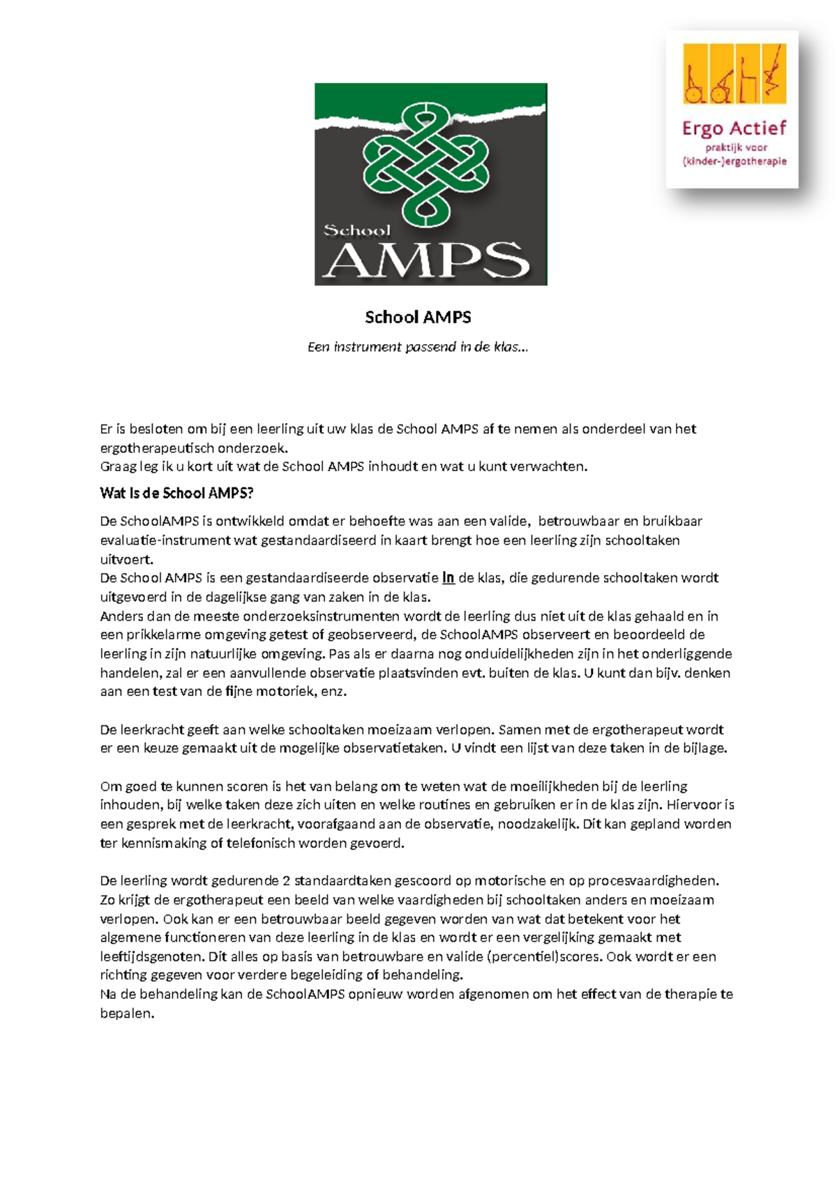 Wat is de School AMPS? Inzicht in het Ergotherapeutisch Onderzoek ...