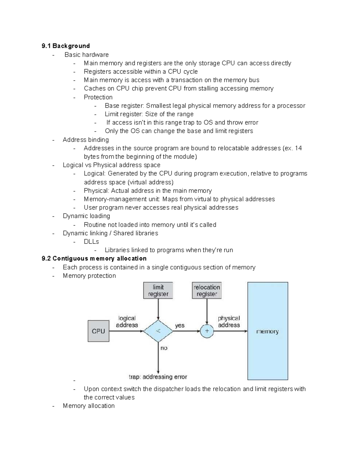 Ch 9 Main memory - 9 Background - Basic hardware - Main memory and ...