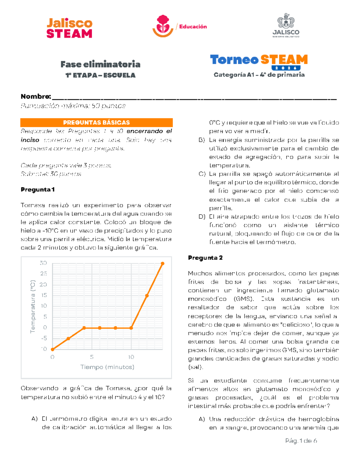 Examen Escuela Torneo STEAM 2026 - Categoría A1 - Document Preview