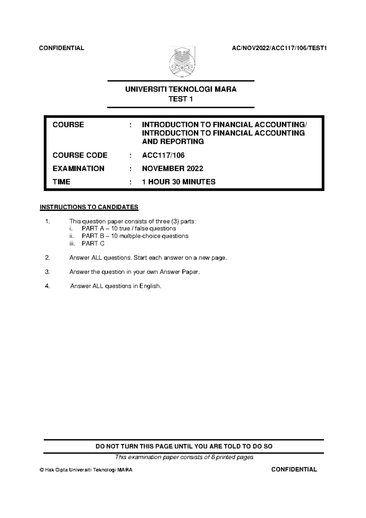 Tac Latihan 1 - TAC151: Answer Key & Solutions - Studocu