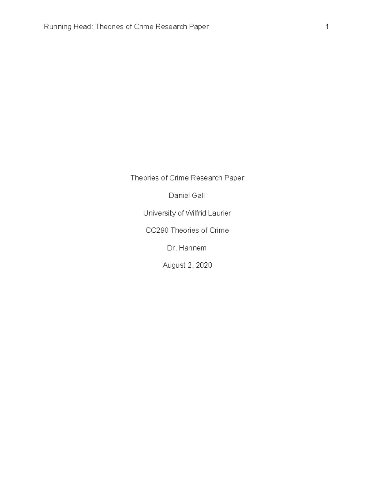 CC290 Research Paper on Theories of White-Collar Crime - Studocu