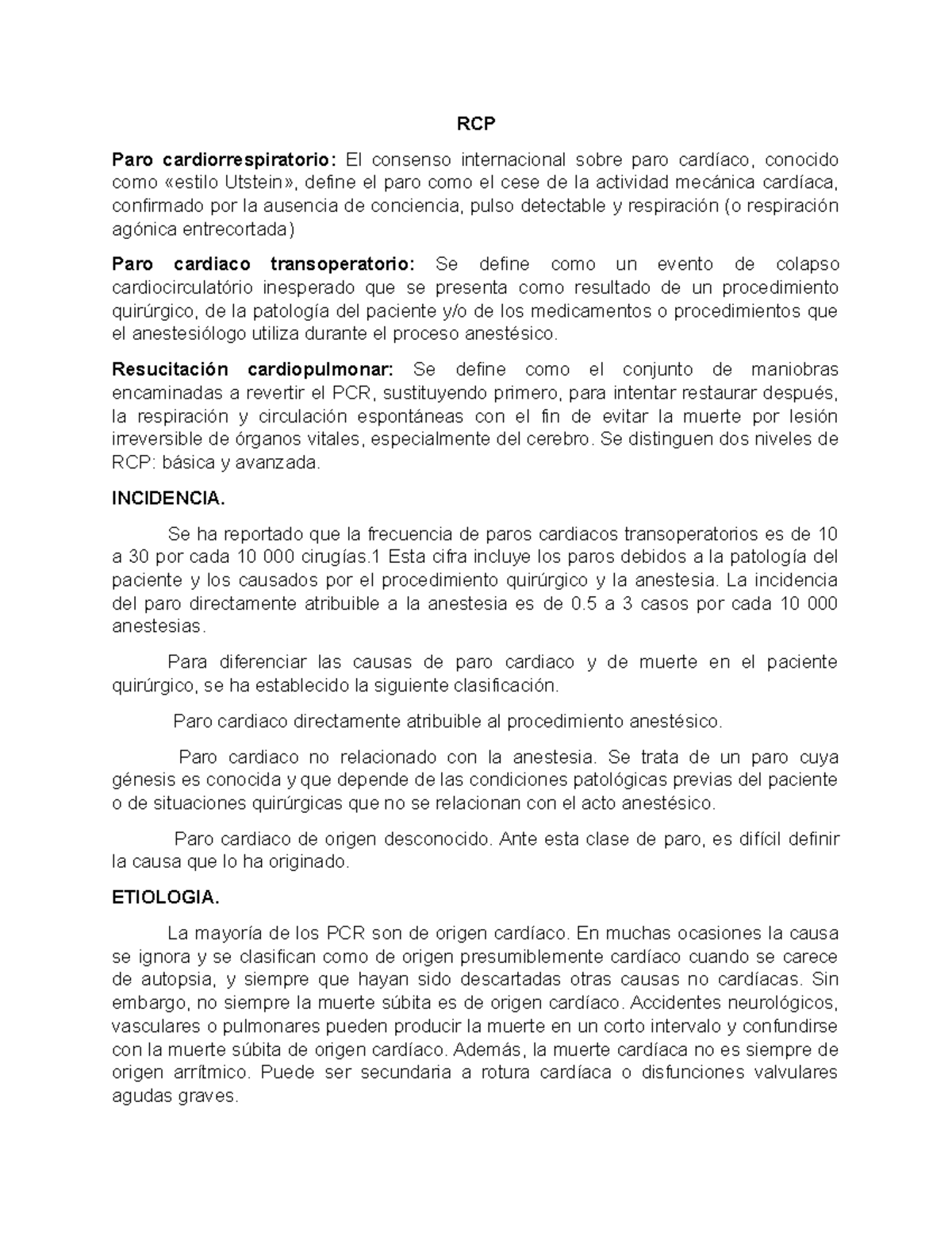 Seminario RCP - Sjsjs - RCP Paro cardiorrespiratorio: El consenso ...