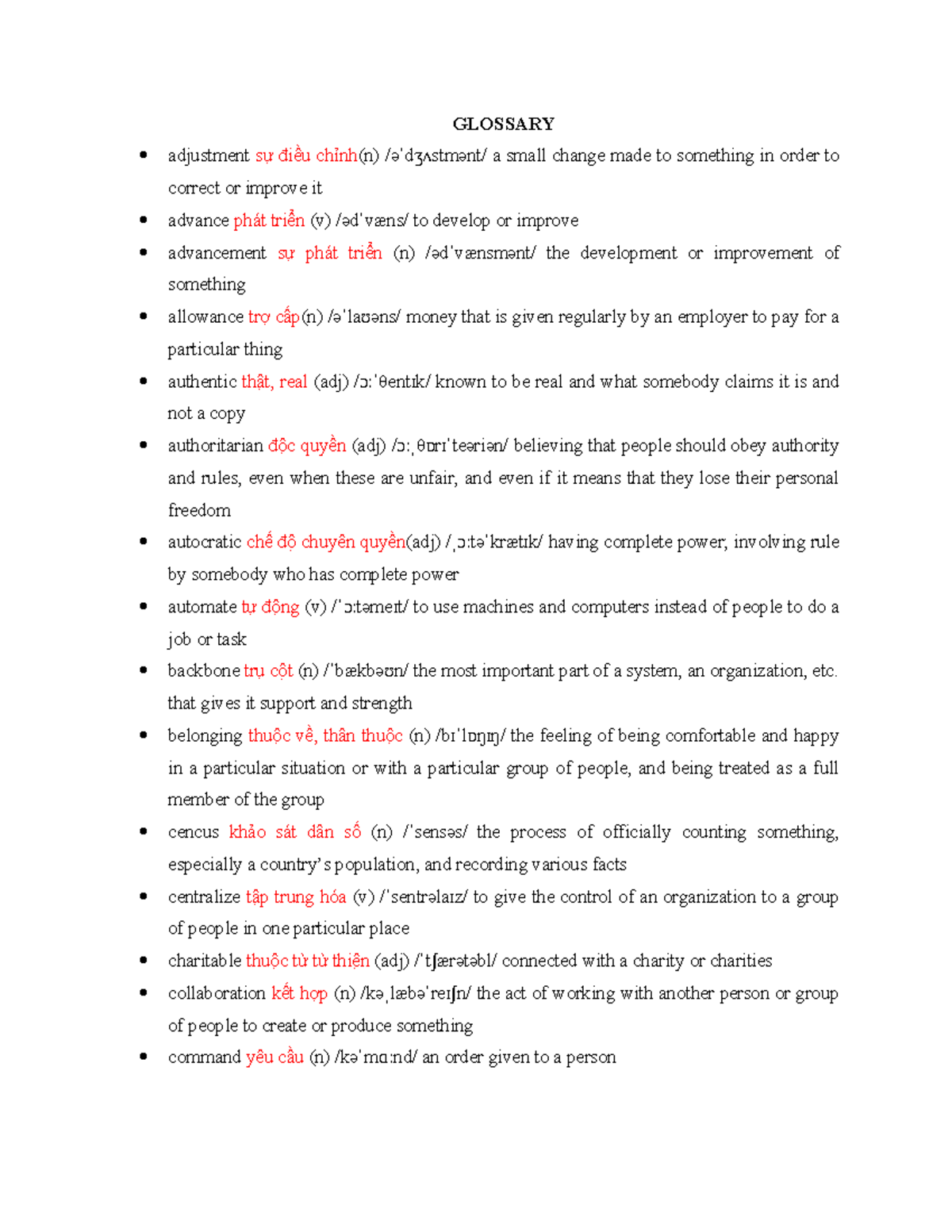 English for Business M1: Glossary of Key Terms and Definitions - Studocu