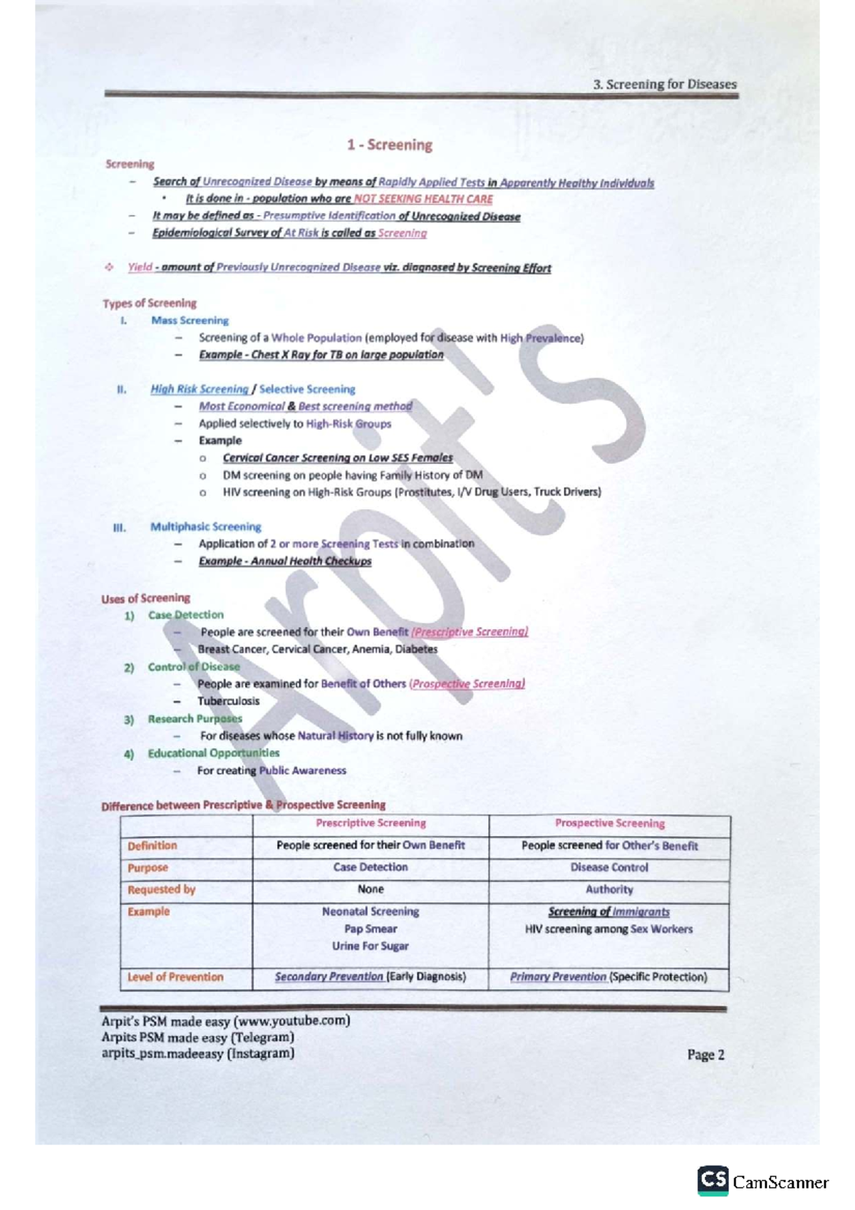 CS 3. Comprehensive Overview of Disease Screening Methods - Studocu
