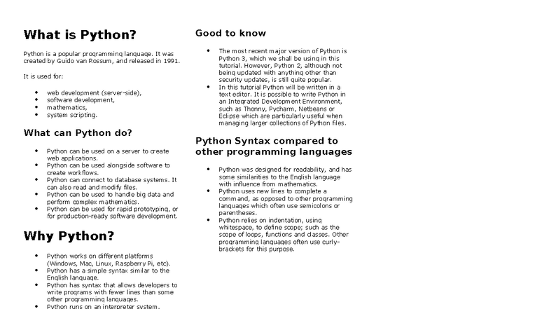 Introduction to Python Programming - DCCDWVEF - Studocu