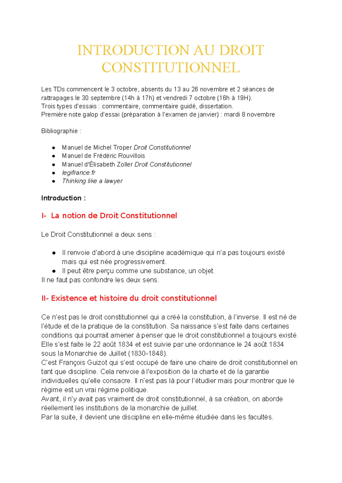 Introduction au Droit Constitutionnel : Concepts et Évolutions (DROIT ...