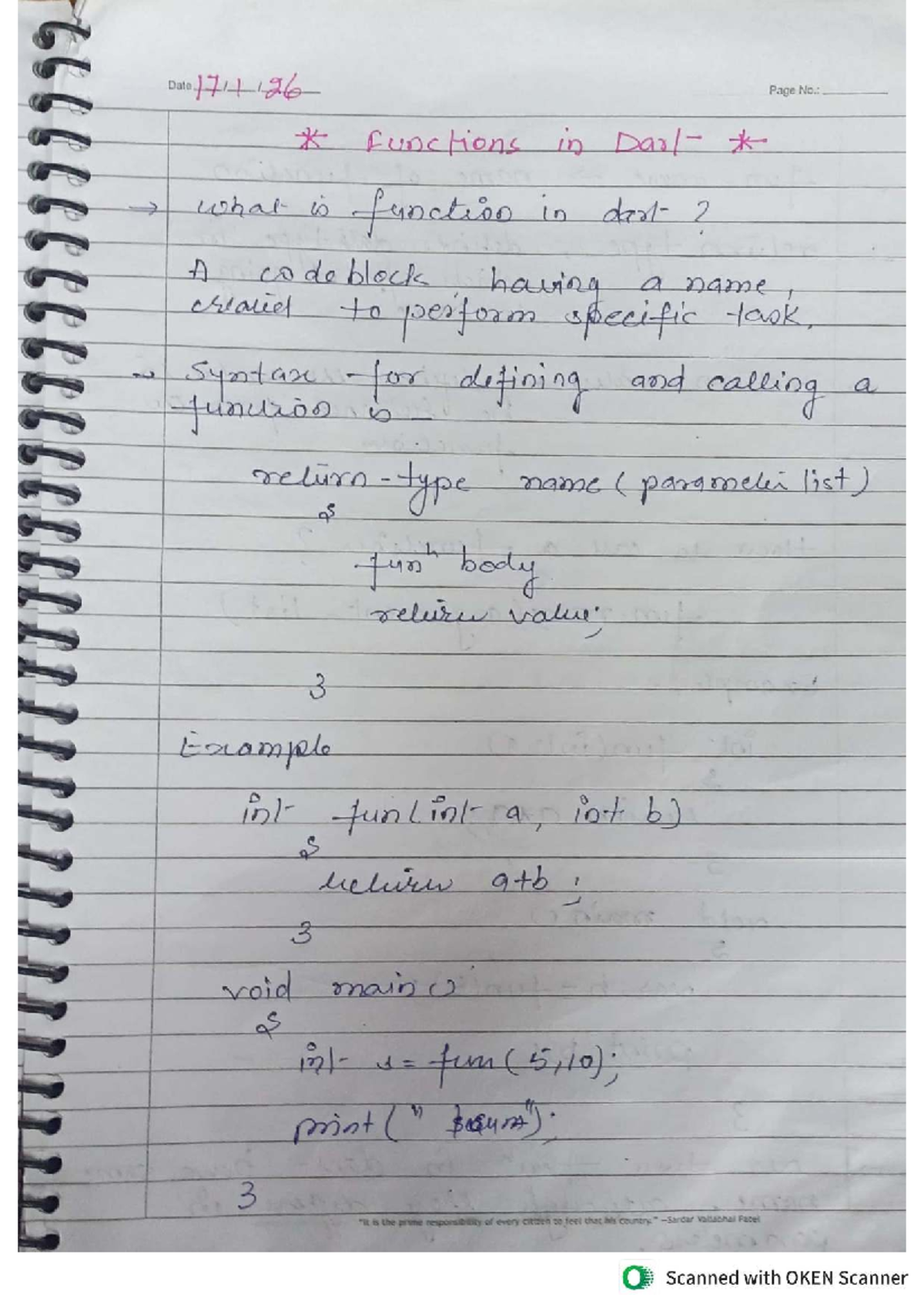 Functions in Dart: Overview and Examples (Course Code: Rajni mam 2 ...