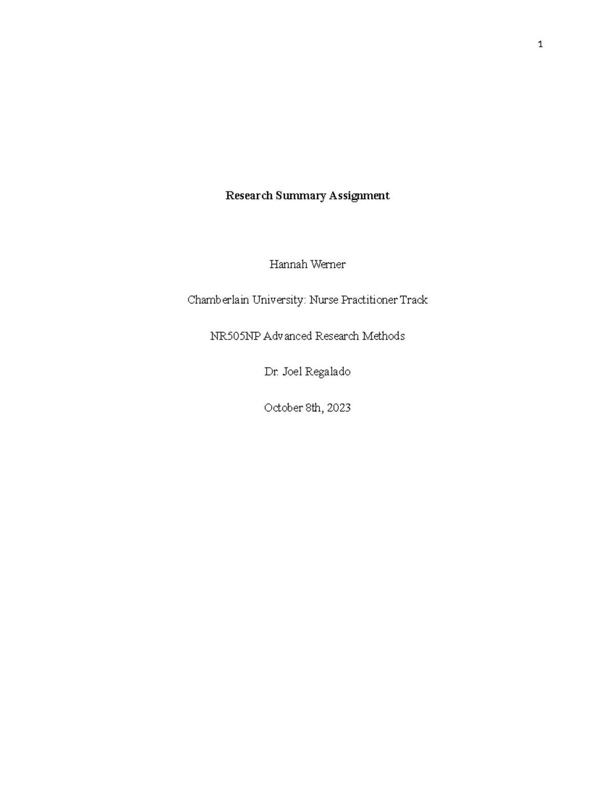 Research Summary Assignment for NR505NP: Hypertension & BP Measurement ...