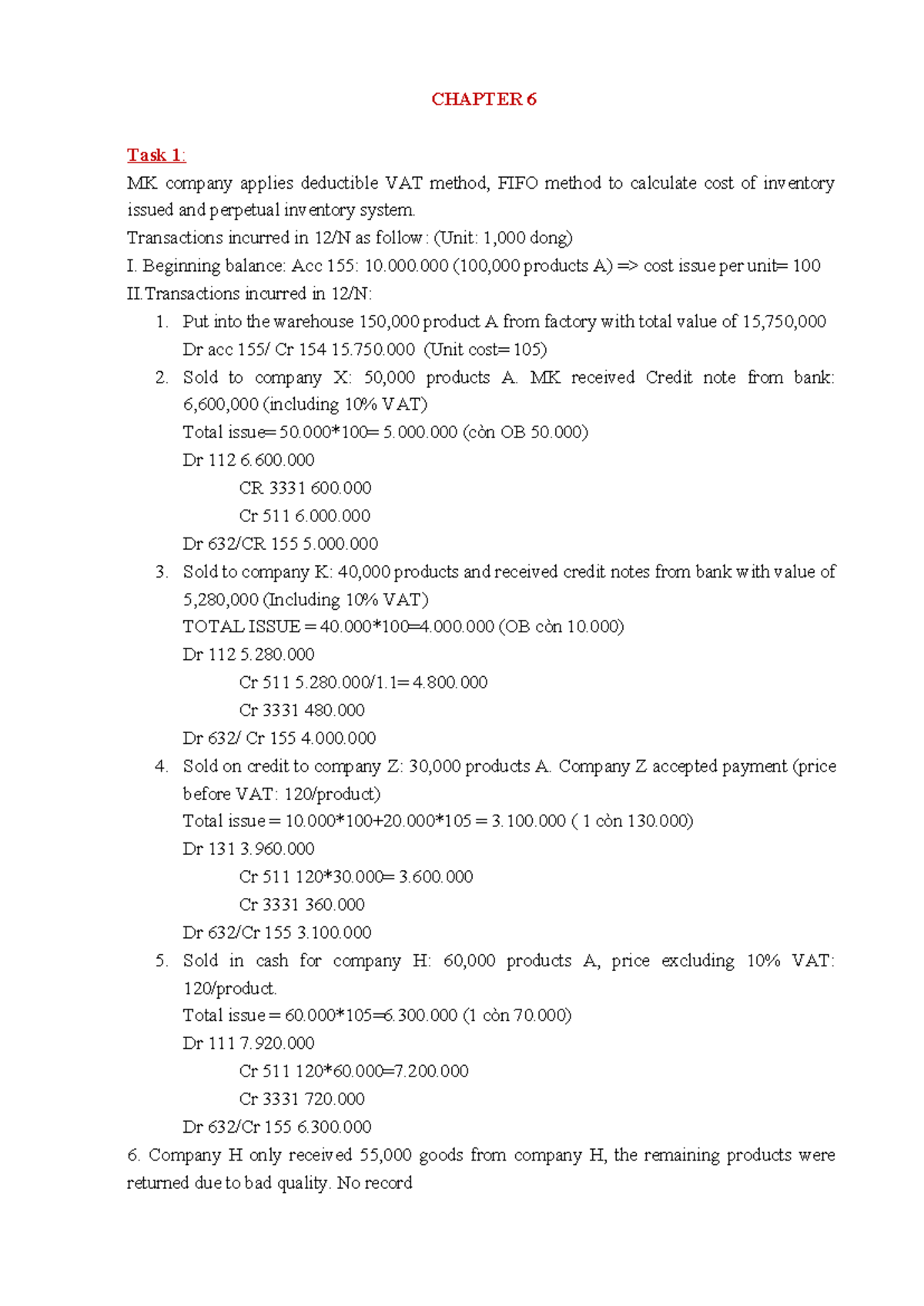 Chapter 6 Inventory Accounting Tasks and Journal Entries for C6 - Studocu
