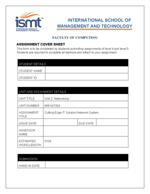Cloud Computing 2024: Assignment Cover Sheet for Level 4 & 5 Students ...