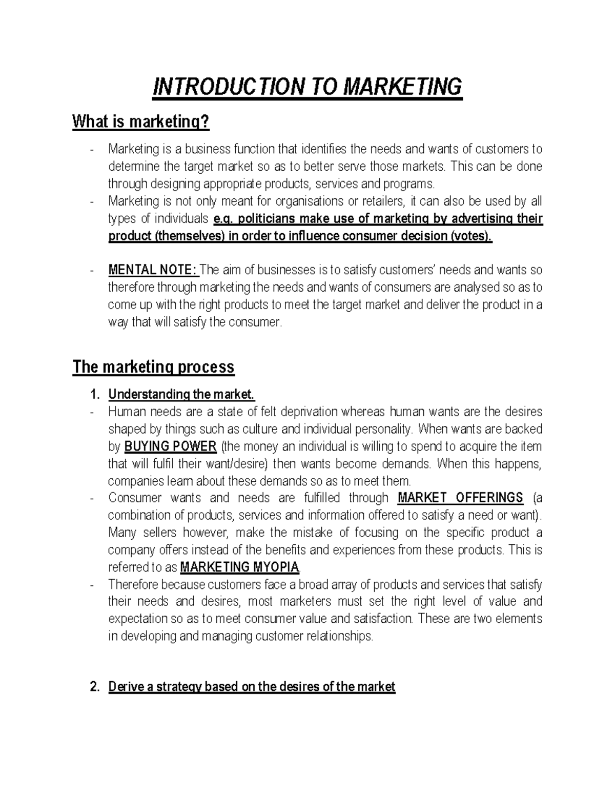 MKT 101: Comprehensive Semester Notes on Marketing Principles - Studocu