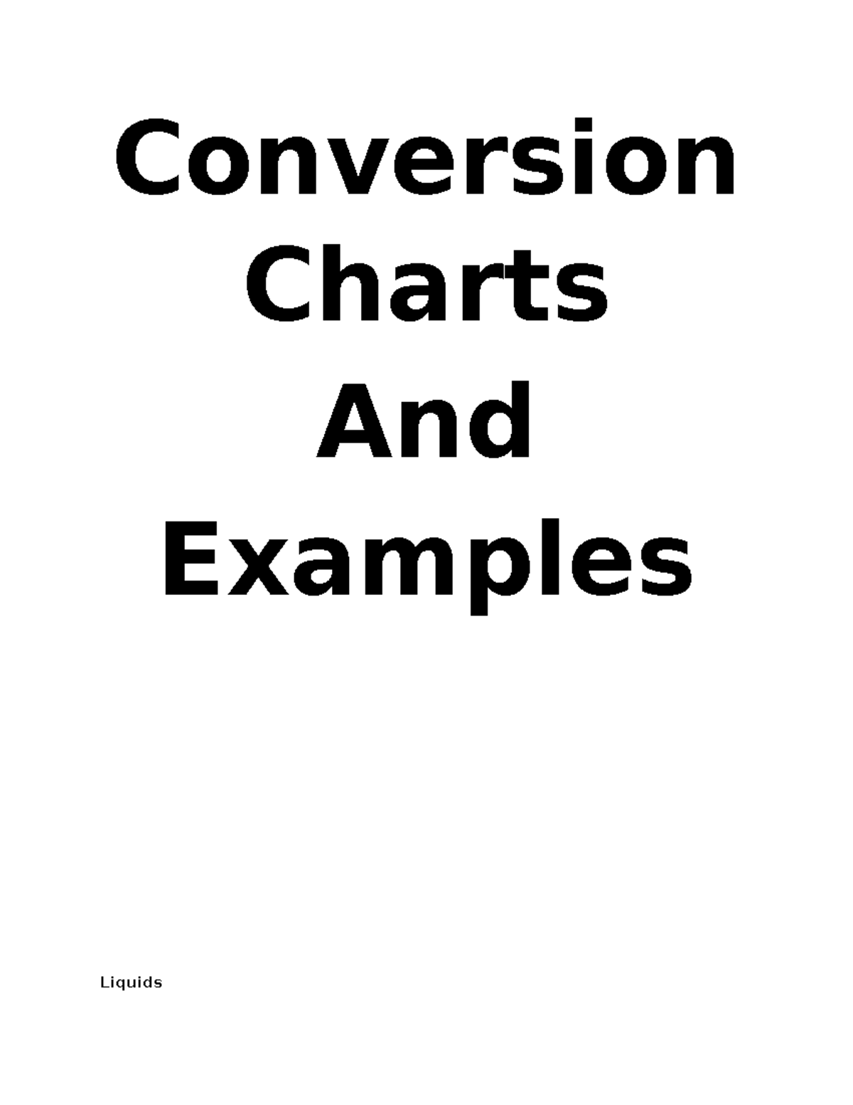 Drug Conversion Chart: Liquids, Solids & Temperature Examples - Studocu