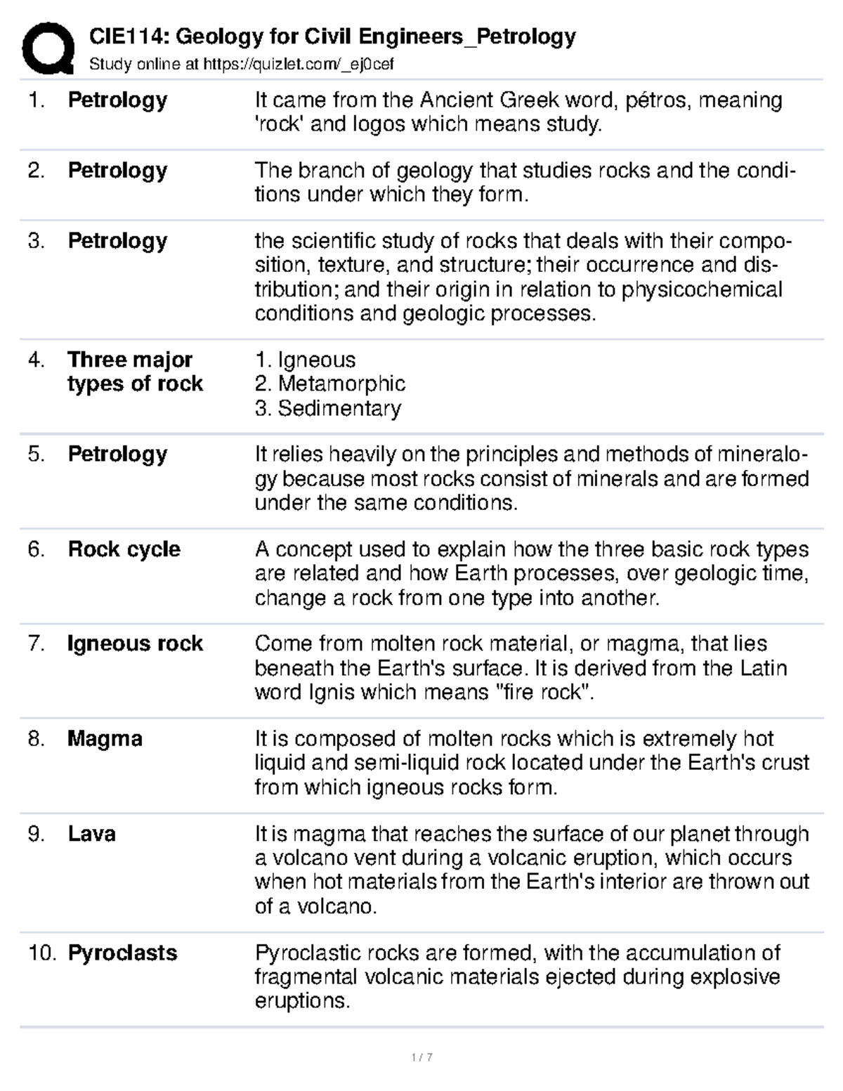 Geology 101: Petrology and Rock Cycle Overview for Midterm Exam - Studocu