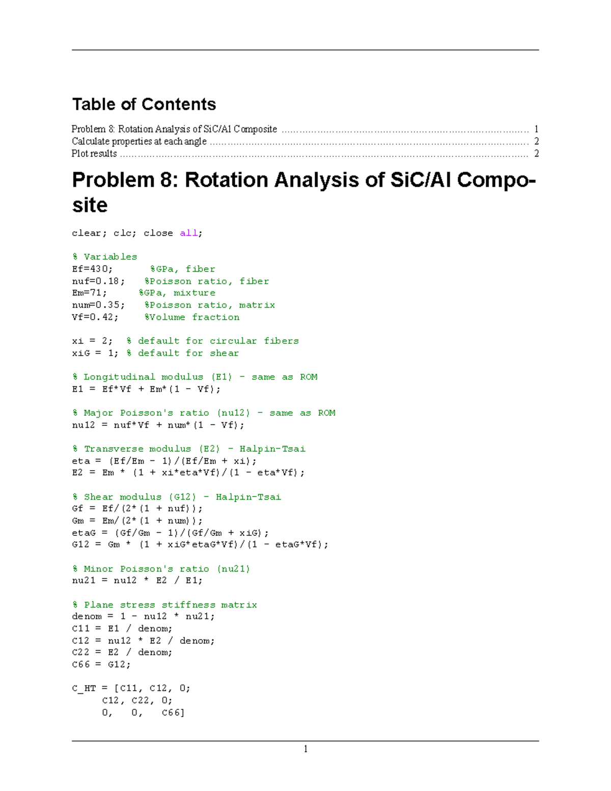 ME450: Rotation Analysis of SiC/Al Composite - Problem 8 - Studocu