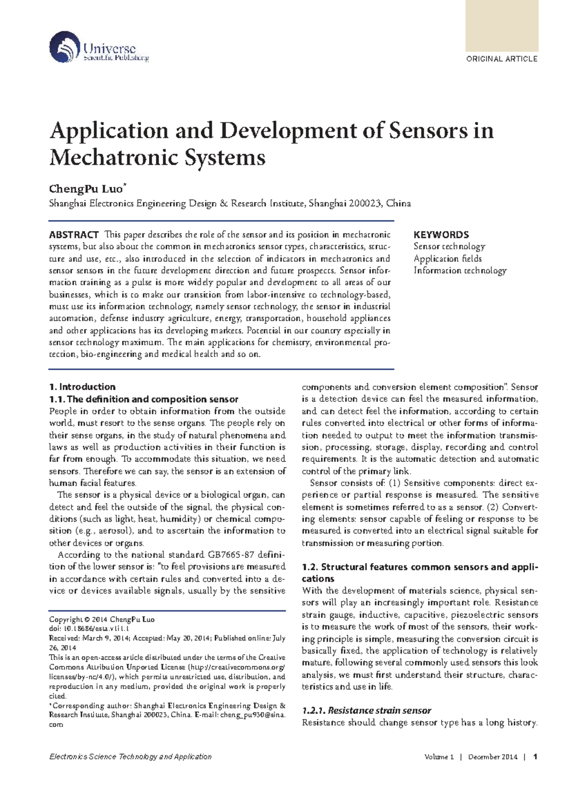Application and Development of Sensors in Mechatronic Systems - Studocu