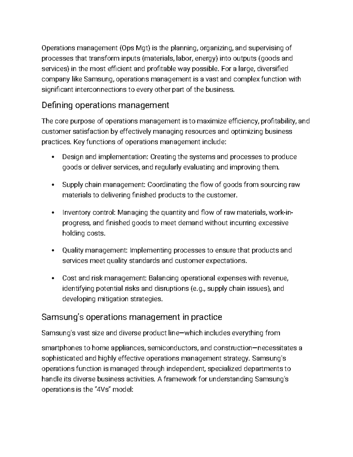 OM 101: Operations Management Overview and Key Functions - Studocu