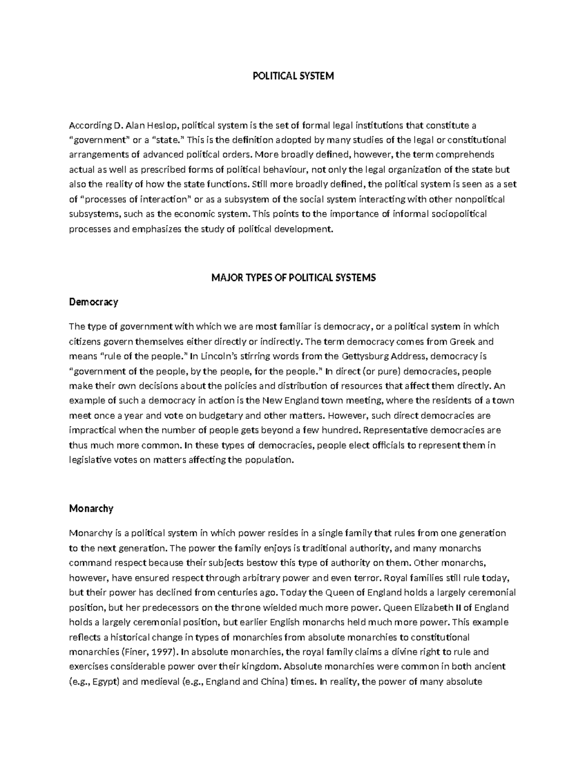 POLITICAL SYSTEMS IN GLOBALIZATION: A COMPREHENSIVE OVERVIEW - Studocu