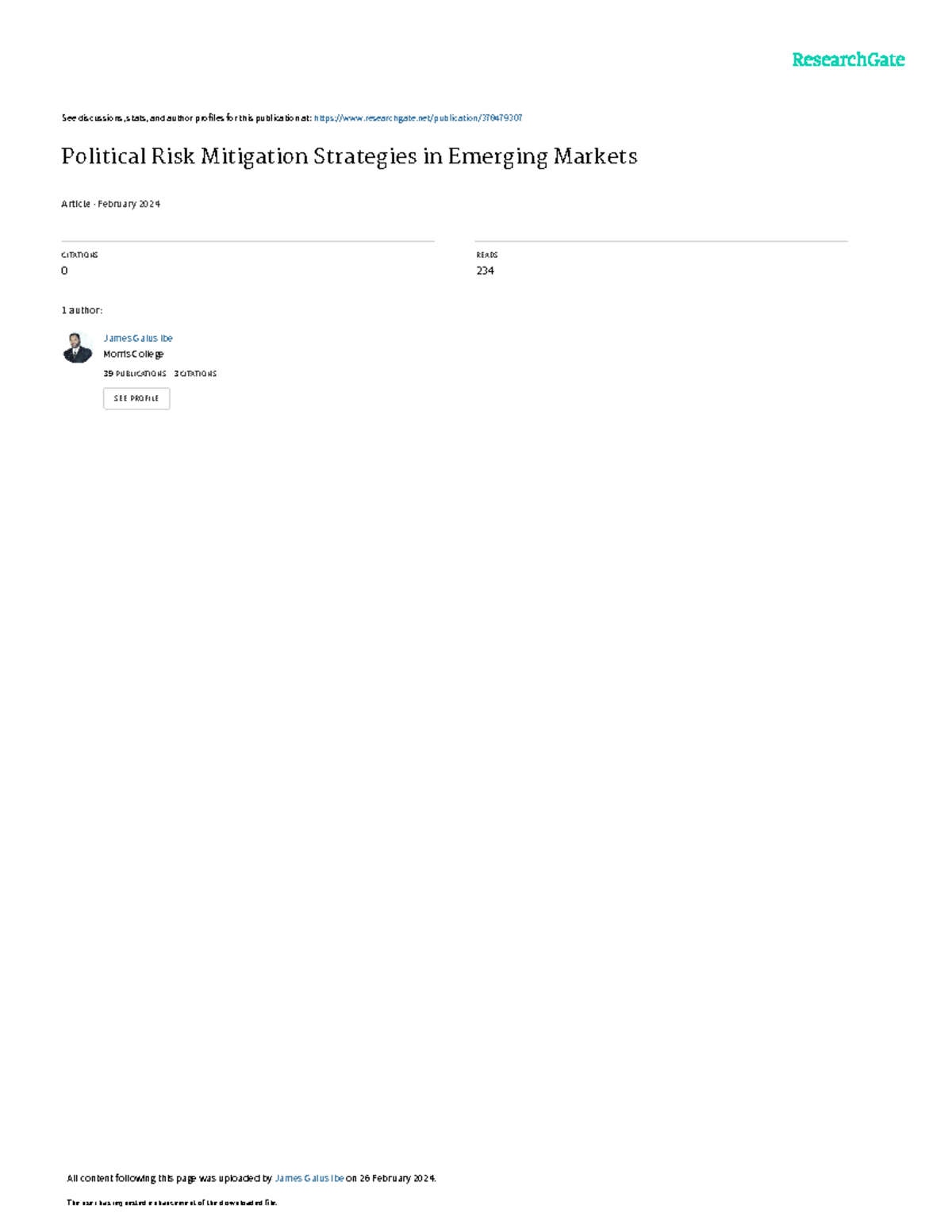 Strategies for Political Risk Mitigation in Emerging Markets: A Study ...