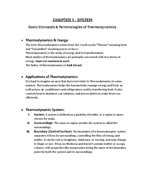 Thermodynamics Class Note - ME 2101 Force Class of Basic Thermodynamics ...