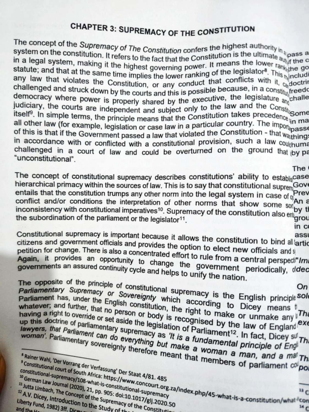 CHAPTER 3: SUPREMACY OF THE CONSTITUTION - Key Concepts and Cases - Studocu