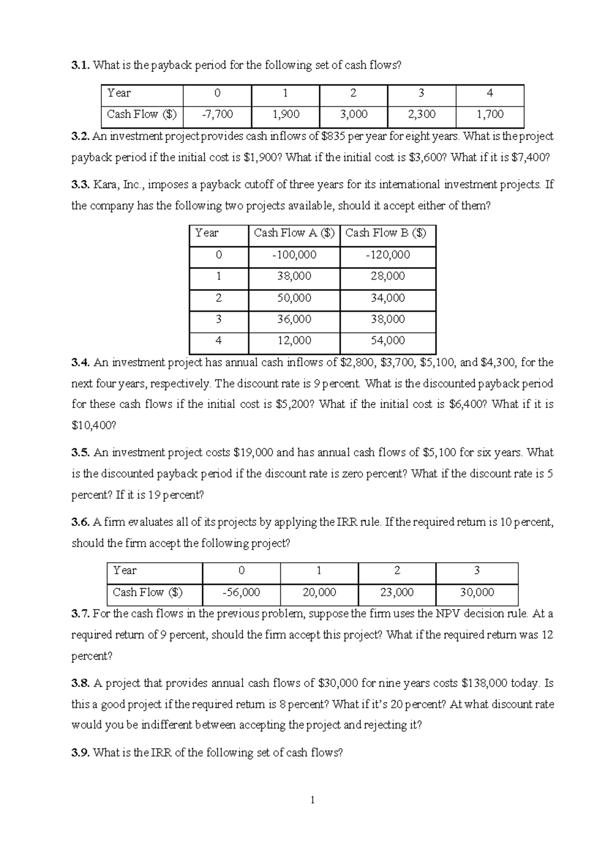 Payback Period Analysis for Investment Projects (FIN 301) - Studocu