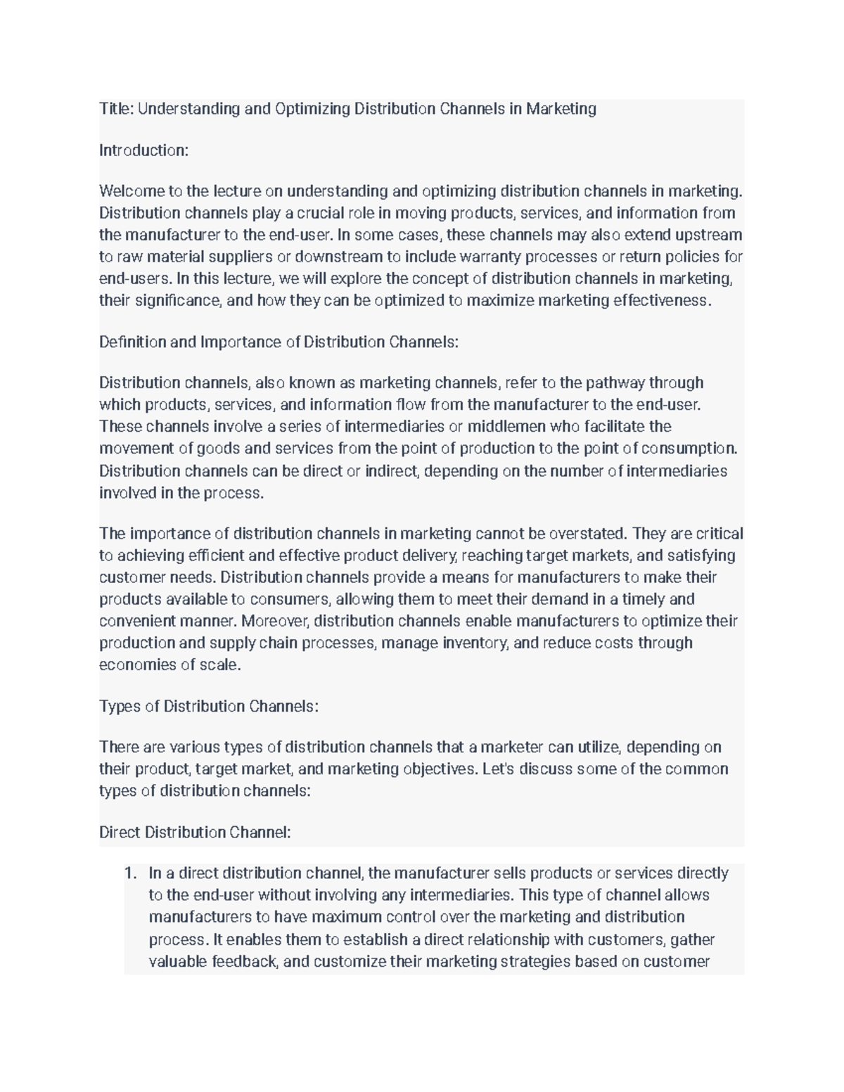 MKT2210 lecture notes 119 - Title: Understanding and Optimizing ...